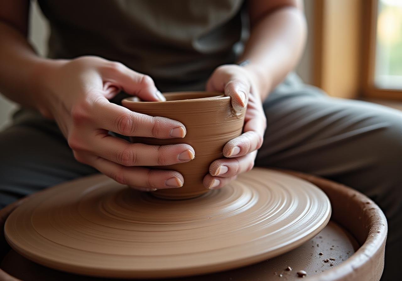 Artisanal ceramics being shaped on a wheel, representing strategic growth